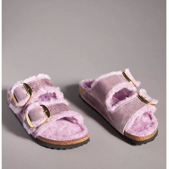 Birkenstock Pink and Gold Cozy Slippers - Picture 2 of 8